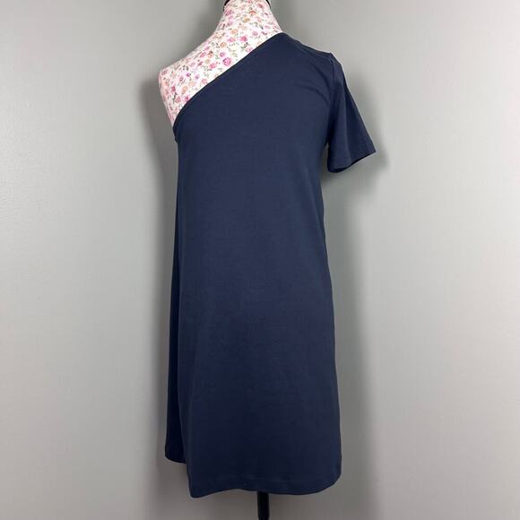 Cos One Shoulder Dress Navy Blue Short Sleeve Asymmetrical Mini T-Shirt Small - Picture 7 of 10